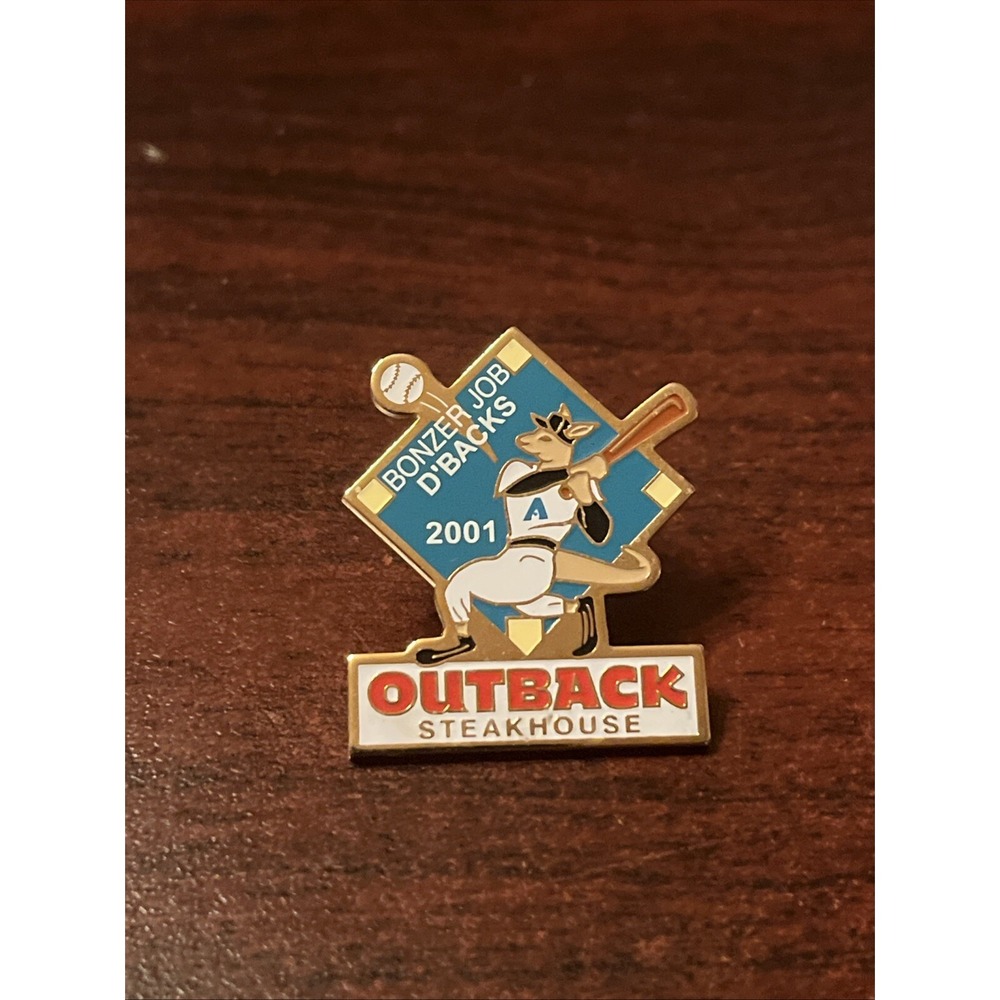 Outback Steakhouse Bonzer Job Diamondbacks Kangaroo Baseball Lapel Hat Pin